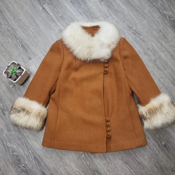 Fur Trimmed Women's Coat Suede - Picture 4 of 16